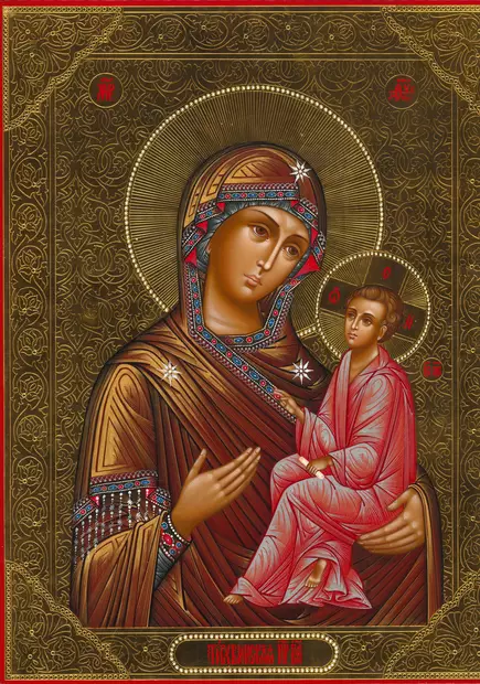 Tihvinän Jumalanäiti - Maalatut Kristus & Jumalanäiti-ikonit - 4030 - 1