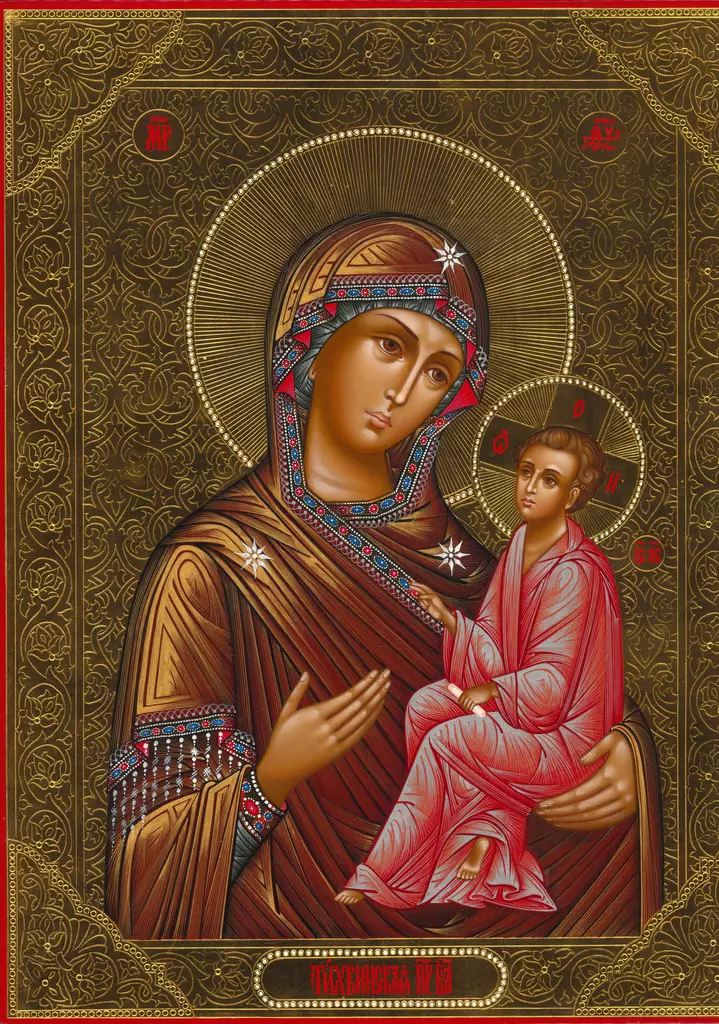 Tihvinän Jumalanäiti - Maalatut Kristus & Jumalanäiti-ikonit - 4030 - 1