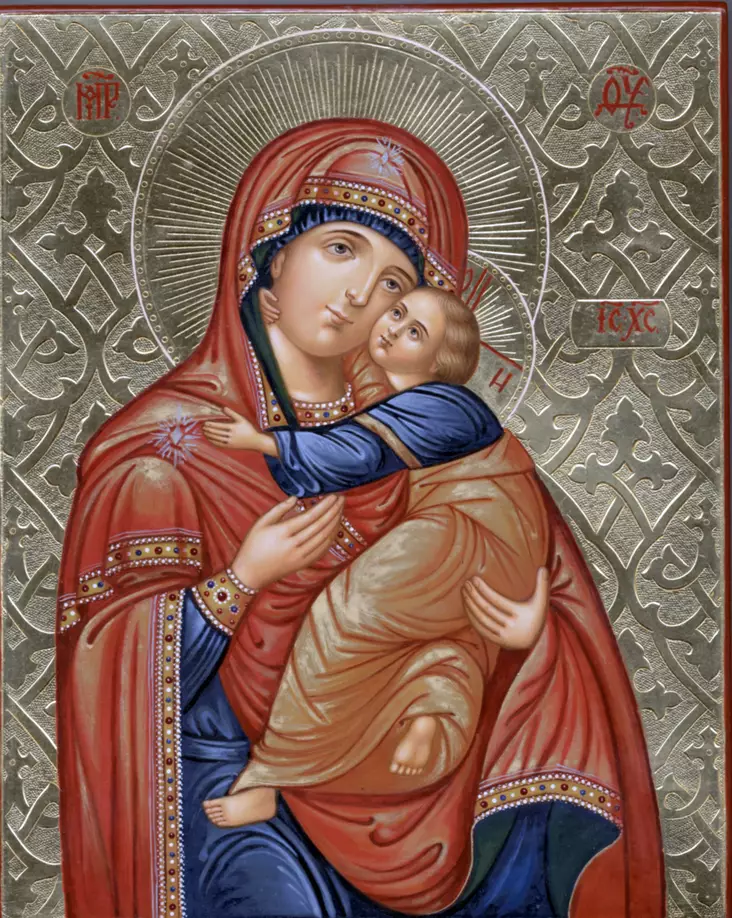 Suloisesti Suuteleva 17x21cm - Maalatut Kristus & Jumalanäiti-ikonit - 21175 - 1