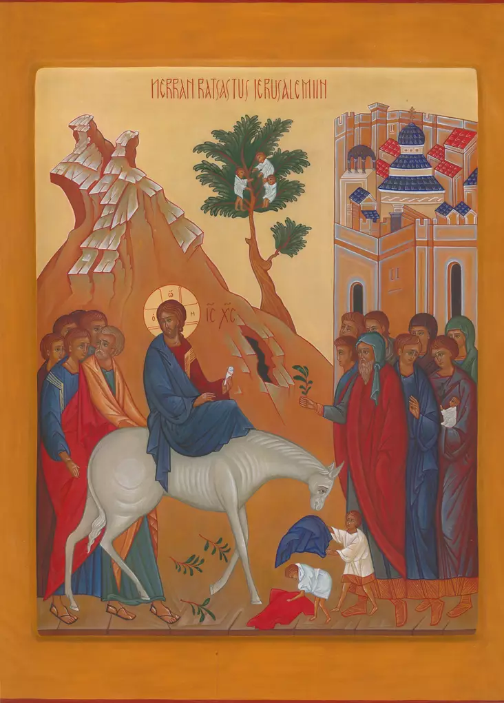 Herran ratsastus Jerusalemiin - Käsinmaalatut juhlaikonit - 23920241445 - 1